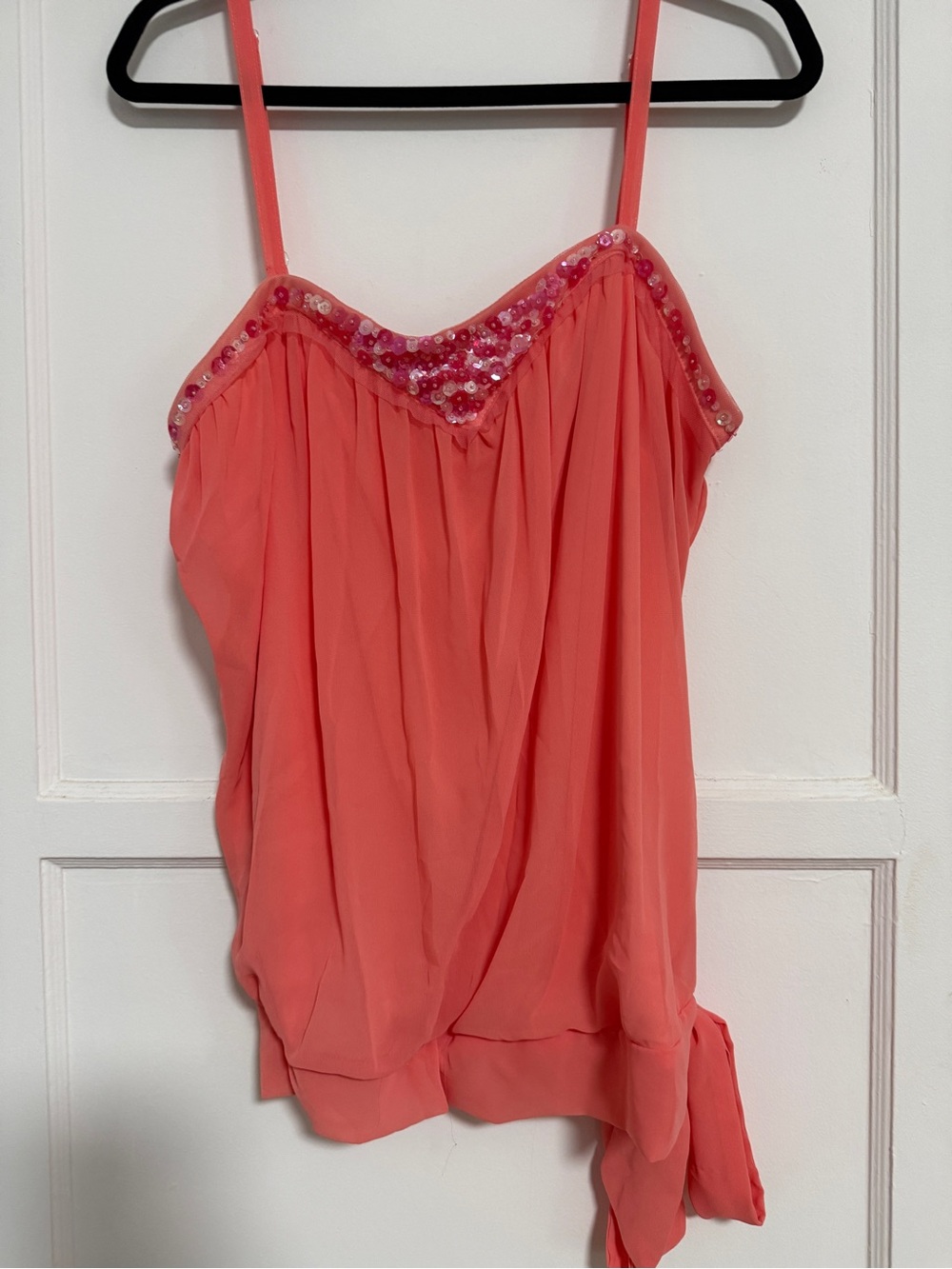 Cintage Torrid Coral Sequin Trim Spaghetti Strap Top Sz 2